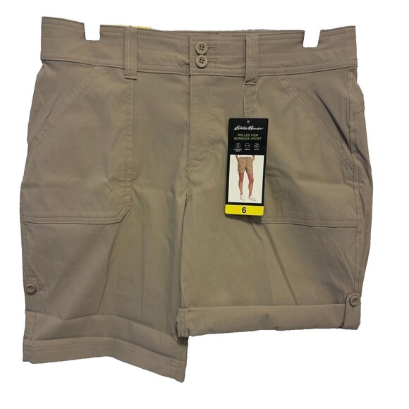 Eddie Bauer Womens Size 6 Brown Shorts Roll Hem Bermuda Lightweight Adjustable - Picture 2 of 11